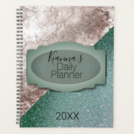 Personalisiert rosa Marmor Minty Green Planer