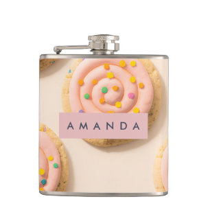 Personalisiert rosa Mattiertes Cookiemuster Flachmann