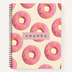 Personalisiert rosa Mattiertes Donut-Muster Notizbuch