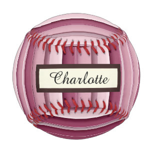 Personalisiert rosa Mauve Stripes Baseball