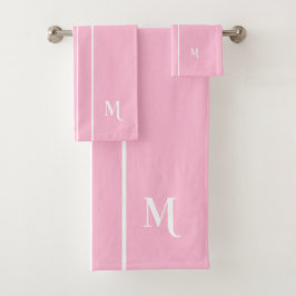 Personalisiert rosa Mit Monogramm Streifen Badhandtuch Set