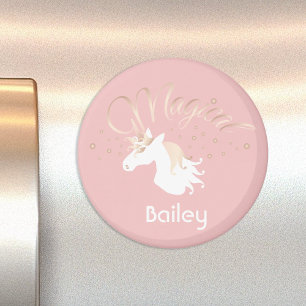 Personalisiert rosa Modernes magisches Einhorn Magnet