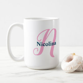 Personalisiert-rosa-Monogramm-Letter-N-Individuell Kaffeetasse