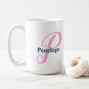 Personalisiert-rosa-Monogramm-Letter-P-Individuell Kaffeetasse