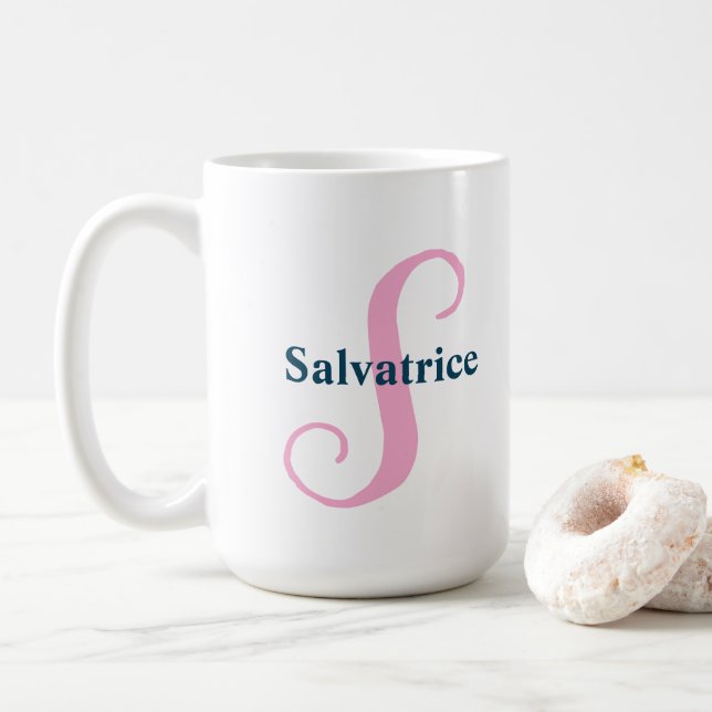 Personalisiert-rosa-Monogramm-Letter-S-Individuell Kaffeetasse (Mit Donut)