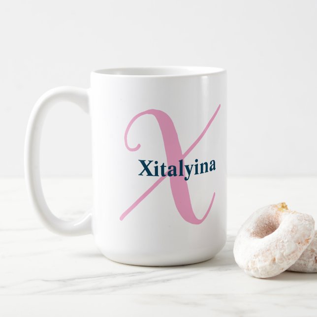 Personalisiert-rosa-Monogramm-Letter-X-Individuell Kaffeetasse (Mit Donut)