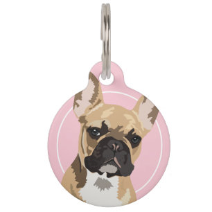 Personalisiert rosa Name des Bulldoghundes Haustiermarke
