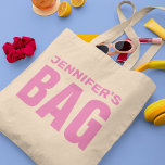 Personalisiert rosa Name Tragetasche<br><div class="desc">Niedliche, gürtliche Tasche mit einem Namen für Sie zu personalisieren und das Wort "BAG" in einem kühlen Schriftart.</div>