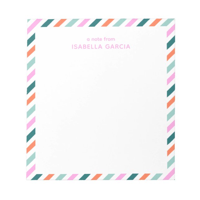 Personalisiert rosa Niedlich Stripter Notepad Notizblock (Vorderseite)