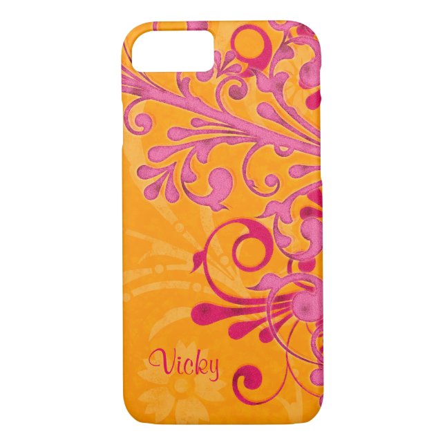 Personalisiert rosa Orange Case-Mate iPhone Hülle (Rückseite)