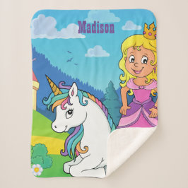 Personalisiert Rosa Prinzessin Unicorn Sherpa Blan Sherpadecke