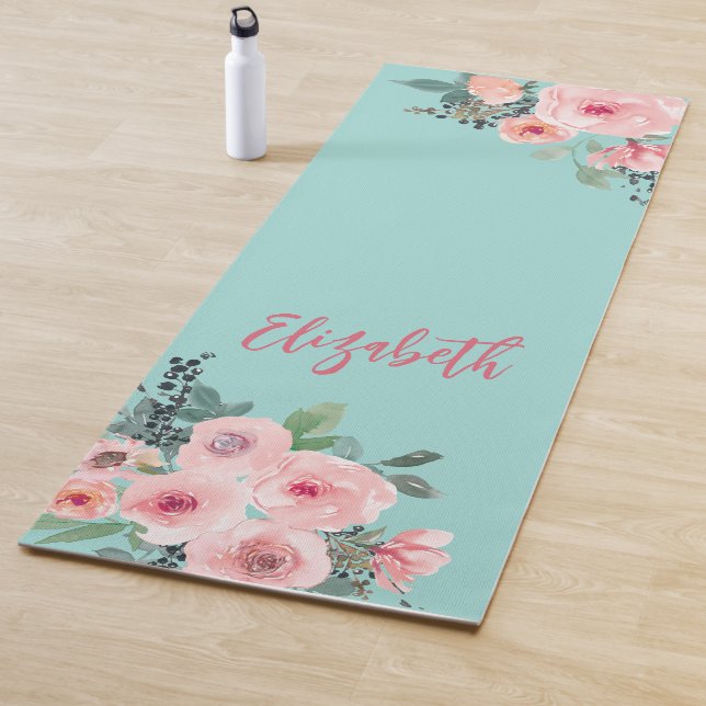 Personalisiert rosa Rose Yogamatte (Beispiel)