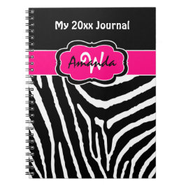 Personalisiert rosa Schwarz-weißes Zebra Stripe Jo Notizblock
