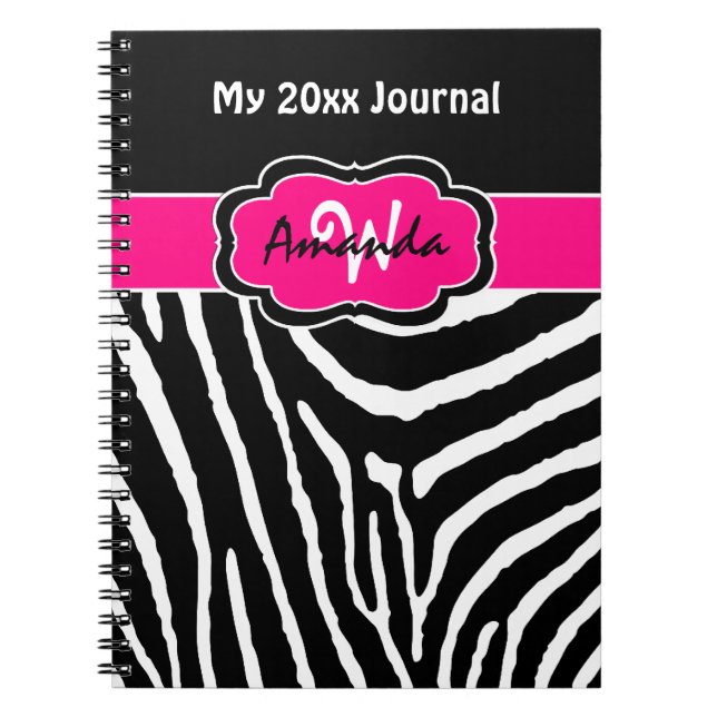 Personalisiert rosa Schwarz-weißes Zebra Stripe Jo Notizblock (Vorderseite)