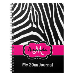 Personalisiert rosa Schwarz-weißes Zebra Stripe Jo Notizblock