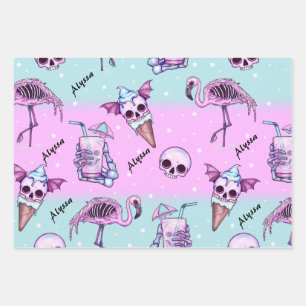 Personalisiert rosa Sommer/Strand Goth Geschenkpapier Set