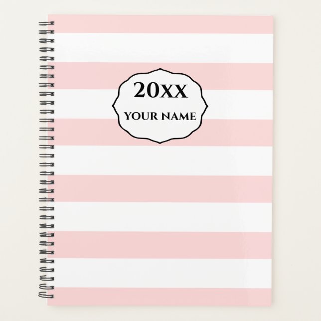Personalisiert rosa Streifen-Planer-Notebook Planer (Vorderseite)
