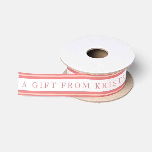 Personalisiert rosa Stripensatin Satinband (Spule)