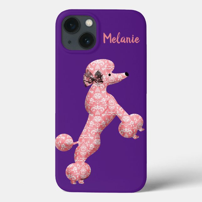 Personalisiert rosa Tanzpoodle Hund Case-Mate iPhone Hülle (Rückseite)