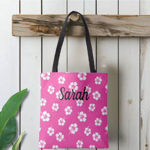 Personalisiert rosa Tropenflora Tasche