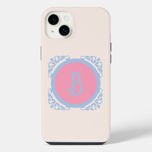 Personalisiert rosa und blau iPhone 14 plus hülle (Rückseite)