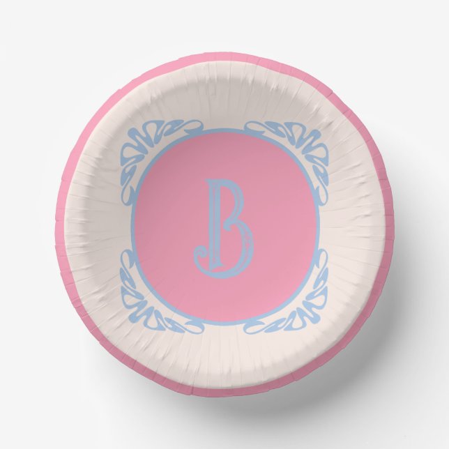 Personalisiert rosa und blau pappteller (Vorderseite)