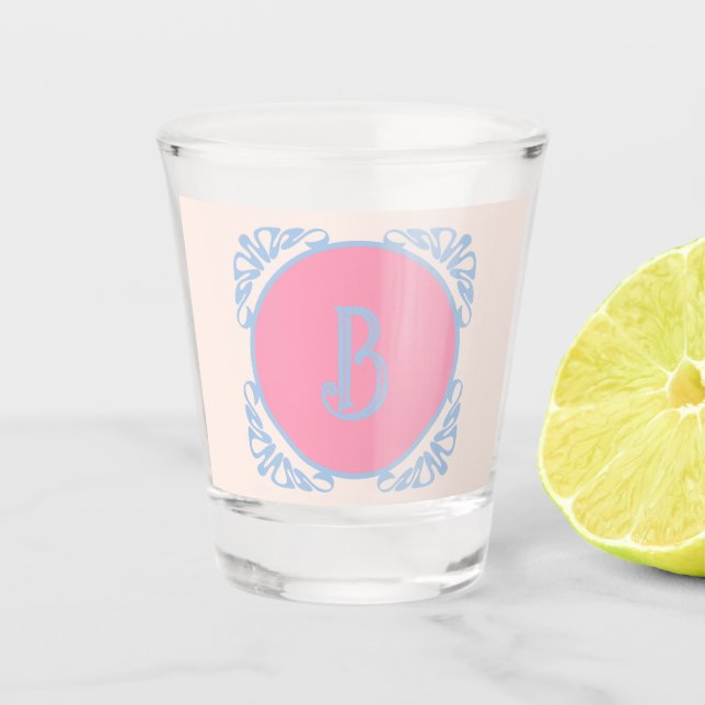 Personalisiert rosa und blau schnapsglas (Vorderseite)