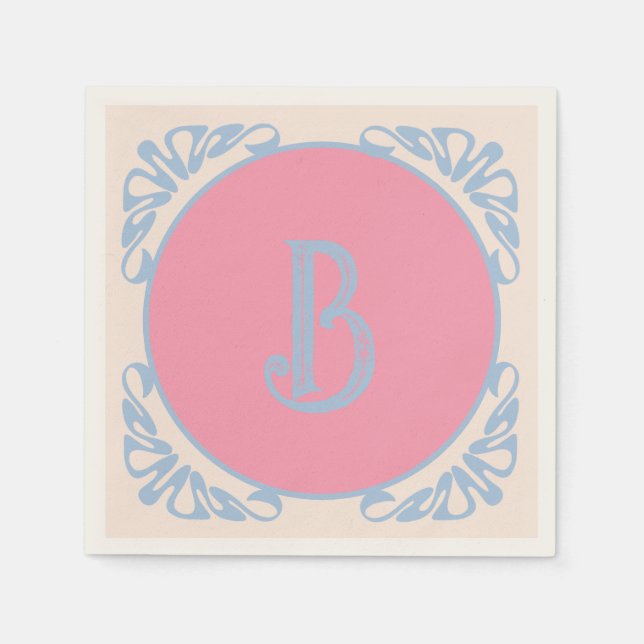 Personalisiert rosa und blau serviette (Vorderseite)