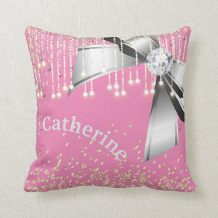 Personalisiert rosa und lavensierender Glitzer Gla Kissen