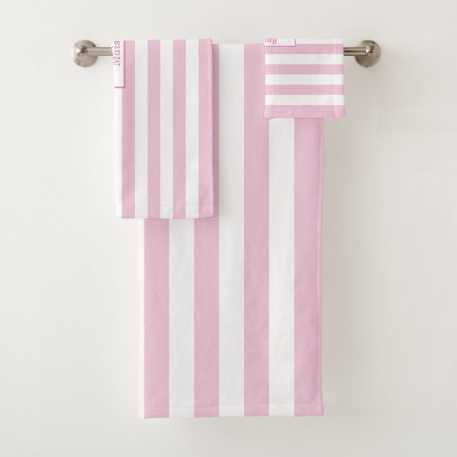 Personalisiert rosa und weiß gestrichen badhandtuch set (Insitu)