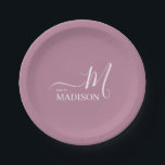 Personalisiert-Rosa-Unterschrift Familienname Pappteller<br><div class="desc">Sie können es anpassen. Modernes und einfaches Design,  schwarze Belege Signature Name Familie.</div>