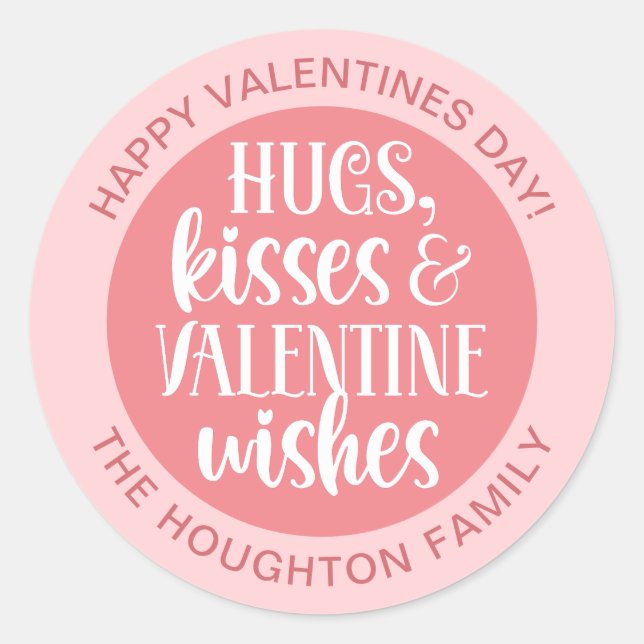Personalisiert rosa Valentinsticker Runder Aufkleber (Vorderseite)