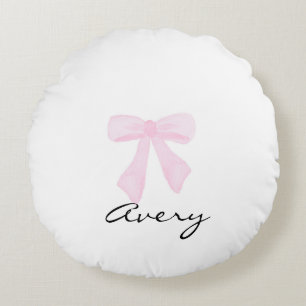 Personalisiert rosa Wasserfarbenschleier Rundes Kissen