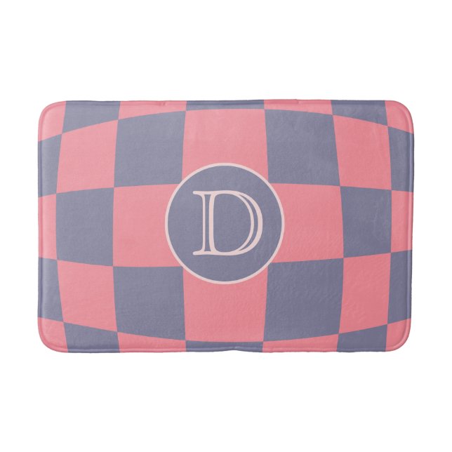 Personalisiert rosa Wavy-Checkboard Badematte (Vorderseite)