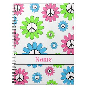Personalisiert rosa White Peace Sign Notebook Notizblock