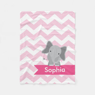 Personalisiert rosa Zickzack Elefant Fleece Blanke