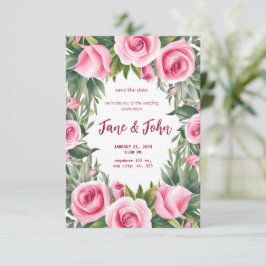 [Personalisiert] Rose Hochzeitsfeiern mit Aquarell Einladung