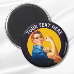 Personalisiert Rosie the Riveter Custom Vintag Magnet<br><div class="desc">Fügen Sie Ihren eigenen Text zu diesem anpassbaren Rosie the Riveter Design.</div>