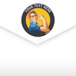 Personalisiert Rosie the Riveter Custom Vintag Runder Aufkleber<br><div class="desc">Fügen Sie Ihren eigenen Text zu diesem anpassbaren Rosie the Riveter Design.</div>