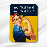 Personalisiert Rosie the Riveter Vintag Retro Magnet<br><div class="desc">Fügen Sie Ihren eigenen Text zu diesem anpassbaren Rosie the Riveter Design.</div>