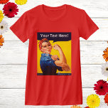 Personalisiert Rosie the Riveter Vintag WW2 Custom T-Shirt<br><div class="desc">Personalisiert Rosie the Riveter Vintag WW2 Anpassbares rotes Shirt! Sie können dieses Feminismus Hoodie Design! Norman Rockwells Gemälde von Rosie the Riveter ist ein beliebtes Vintages amerikanisches Kunstwerk. Dieses feministische Bild des WW2 wird ihr ein tolles Geschenk machen. Wir können es tun!</div>