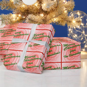 Personalisiert Rot und Grün frohe Weihnachten Geschenkpapier