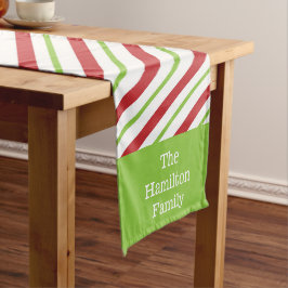 Personalisiert Roter Streifen Weihnachten Kurzer Tischläufer