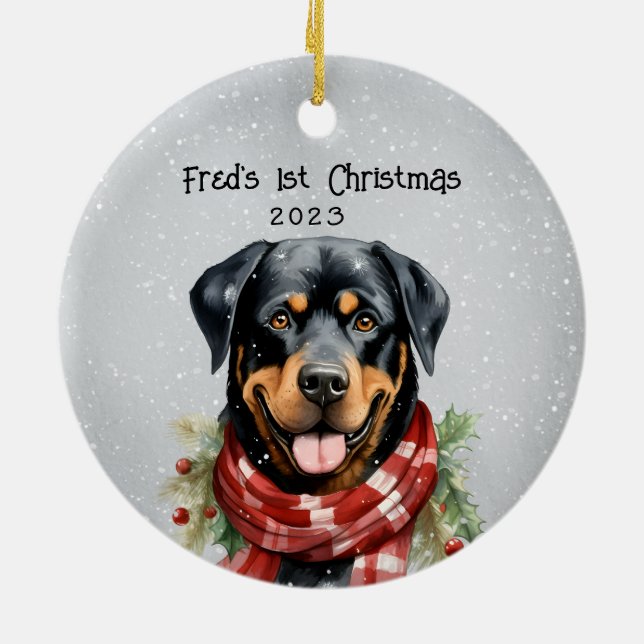 Personalisiert Rottweiler Keramik Ornament (Hinten)