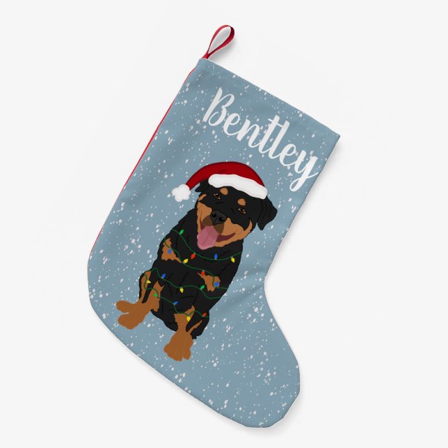 Personalisiert Rottweiler Kleiner Weihnachtsstrumpf (Vorderansicht (hängend))