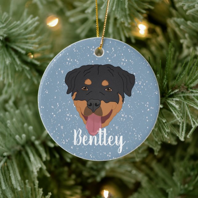 Personalisiert Rottweiler Weihnachten Keramik Ornament (Baum)