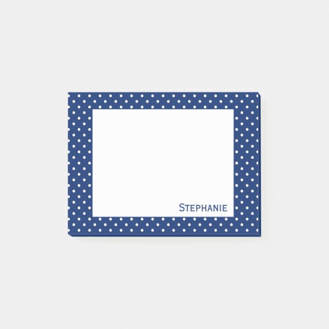 Personalisiert Royal Blue Polka Dot Pattern Post-it Klebezettel (Vorderseite)