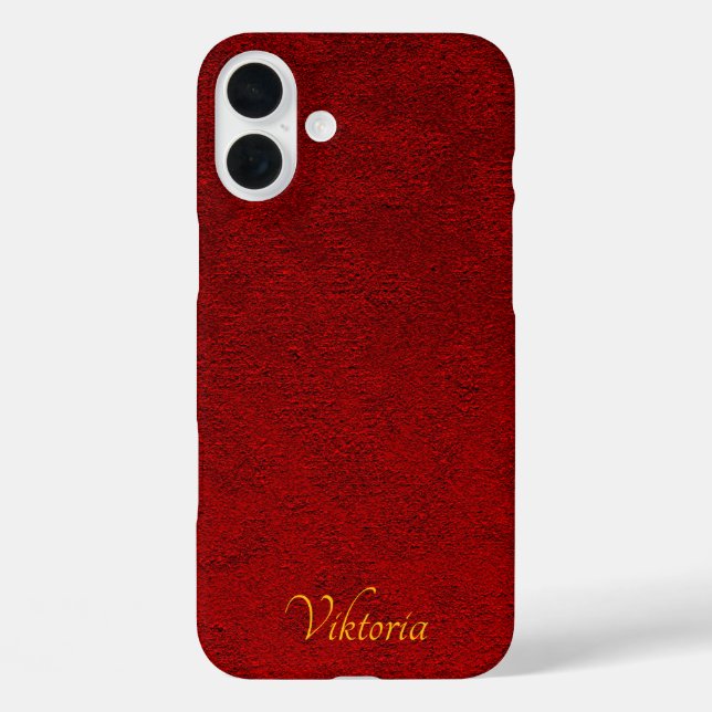 Personalisiert Royal Crimson Velvet Print iPhone 16 Plus Hülle (Rückseite)
