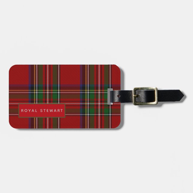 Personalisiert Royal STEWART Tartan Mens Gepäck Ta Gepäckanhänger (Vorderseite horizontal)