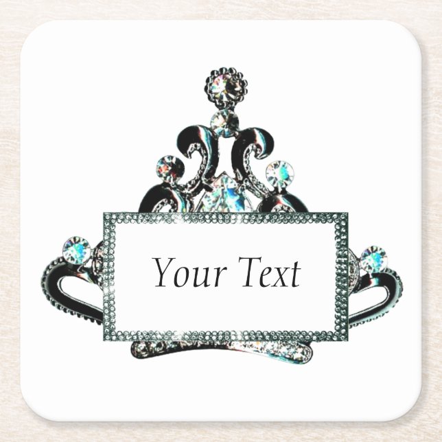 Personalisiert Royal Tiara Rechteckiger Pappuntersetzer (Vorderseite)
